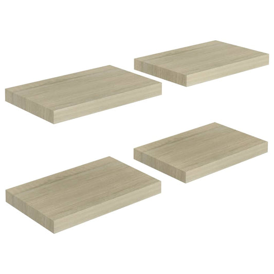 Plovoucí Nástěnné Police 4 Ks 40 X 23 X 3,8 Cm Mdf Dub