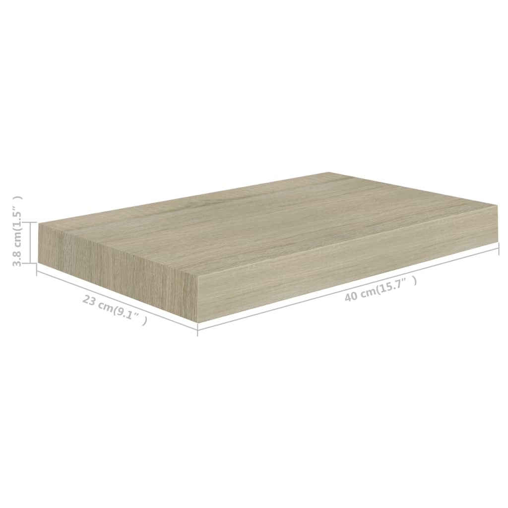 Plovoucí Nástěnné Police 4 Ks 40 X 23 X 3,8 Cm Mdf Dub