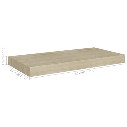 Plovoucí Nástěnné Police 2 Ks 50 X 23 X 3,8 Cm Mdf Dub