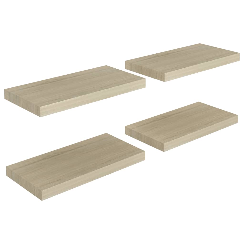 Plovoucí Nástěnné Police 4 Ks 50 X 23 X 3,8 Cm Mdf Dub