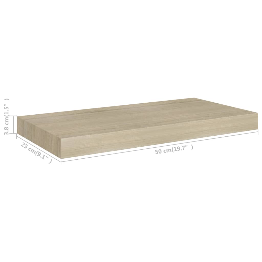 Plovoucí Nástěnné Police 4 Ks 50 X 23 X 3,8 Cm Mdf Dub