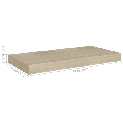 Plovoucí Nástěnné Police 4 Ks 50 X 23 X 3,8 Cm Mdf Dub