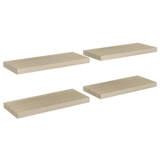 Plovoucí Nástěnné Police 4 Ks 60 X 23,5 X 3,8 Cm Mdf Dub