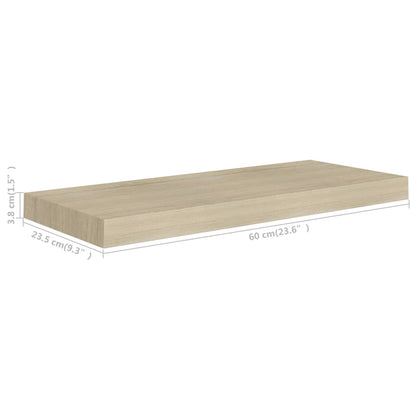 Plovoucí Nástěnné Police 4 Ks 60 X 23,5 X 3,8 Cm Mdf Dub