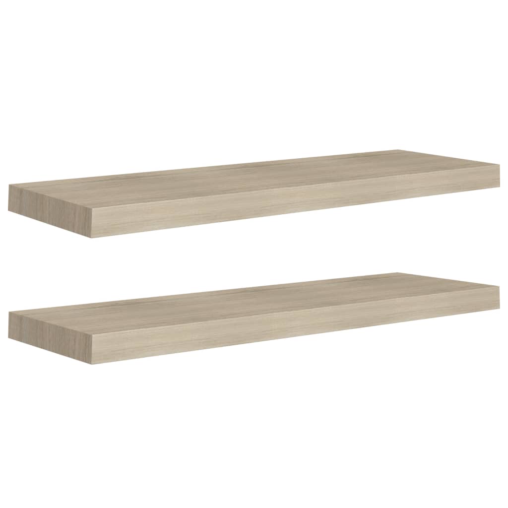 Plovoucí Nástěnné Police 2 Ks 80 X 23,5 X 3,8 Cm Mdf Dub