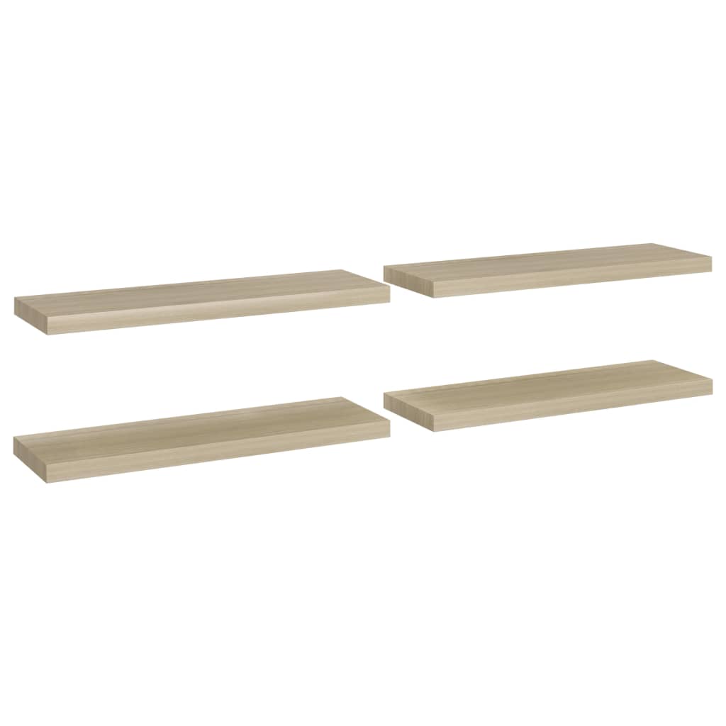 Plovoucí Nástěnné Police 4 Ks 80 X 23,5 X 3,8 Cm Mdf Dub