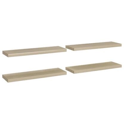 Plovoucí Nástěnné Police 4 Ks 80 X 23,5 X 3,8 Cm Mdf Dub