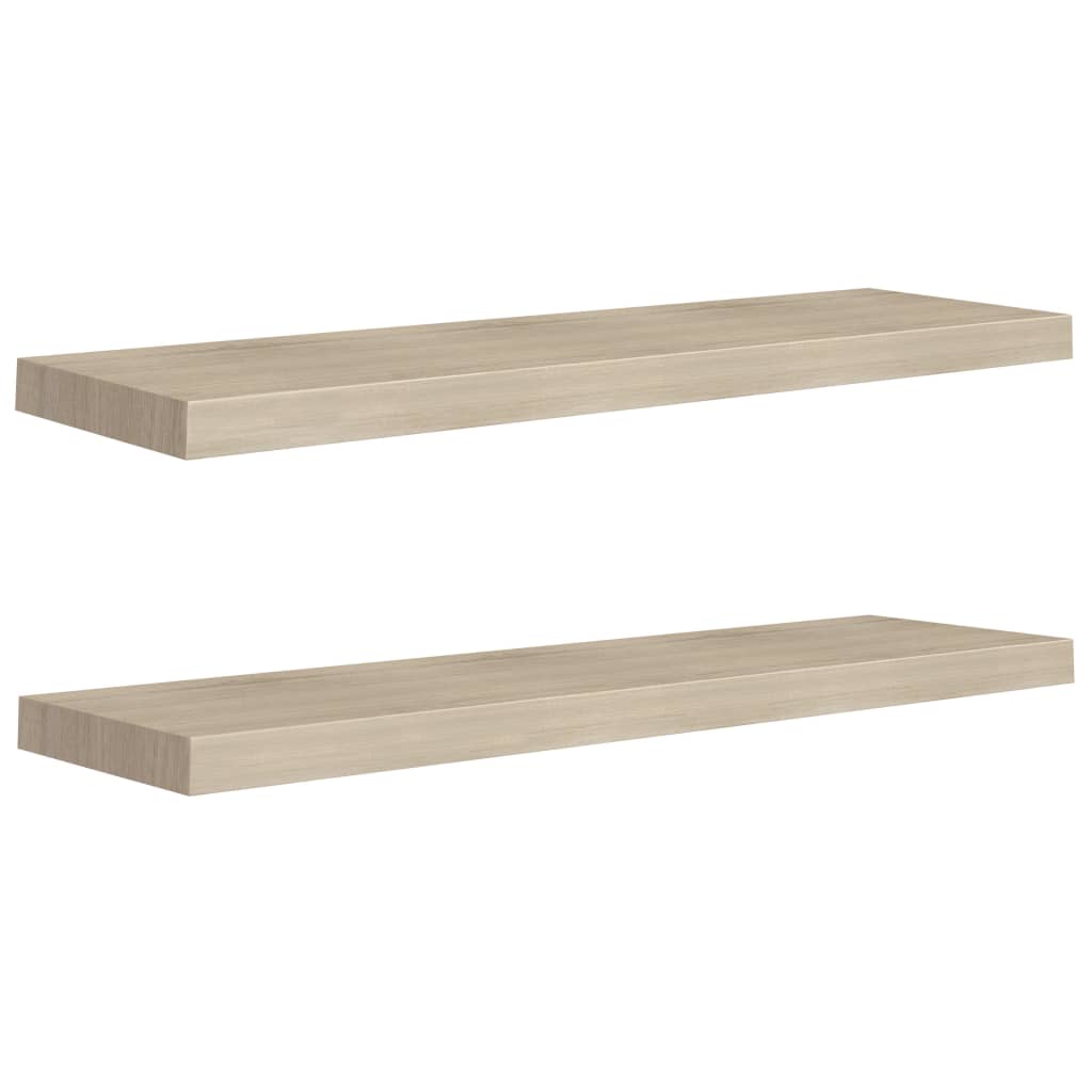 Plovoucí Nástěnné Police 2 Ks 90 X 23,5 X 3,8 Cm Mdf Dub