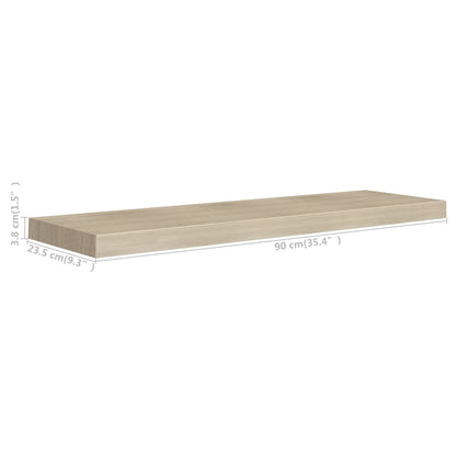 Plovoucí Nástěnné Police 2 Ks 90 X 23,5 X 3,8 Cm Mdf Dub