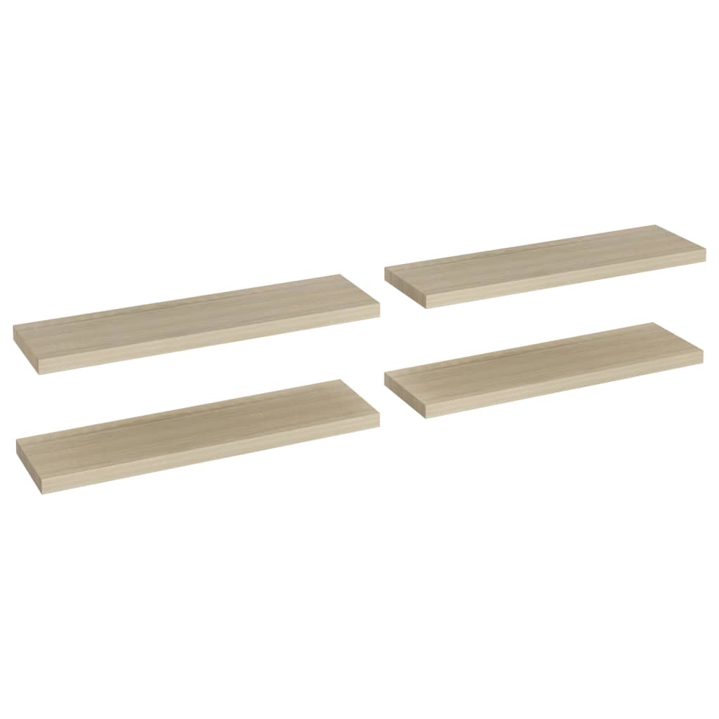 Plovoucí Nástěnné Police 4 Ks 90 X 23,5 X 3,8 Cm Mdf Dub
