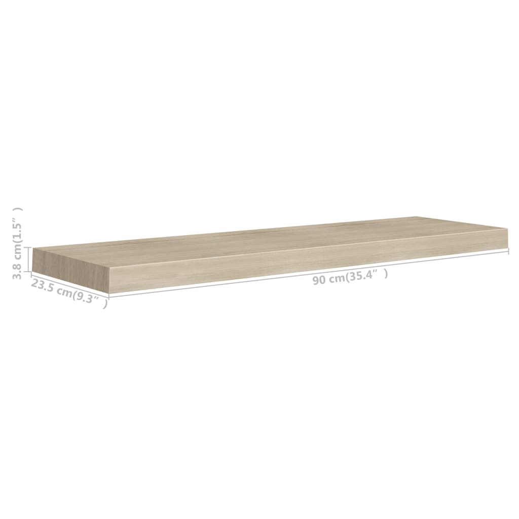 Plovoucí Nástěnné Police 4 Ks 90 X 23,5 X 3,8 Cm Mdf Dub