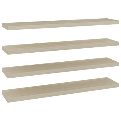 Plovoucí Nástěnné Police 4 Ks 120 X 23,5 X 3,8 Cm Mdf Dub