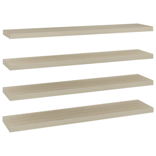 Plovoucí Nástěnné Police 4 Ks 120 X 23,5 X 3,8 Cm Mdf Dub