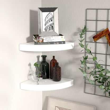 323909 Floating Corner Shelves 4 Pcs High Gloss White 35X35X3,8 Cm Mdf Bílá S Vysokým Leskem