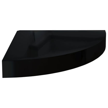Plovoucí Rohové Police 4 Ks Černé Vysoký Lesk 25X25X3,8 Cm Mdf Černá S Vysokým Leskem
