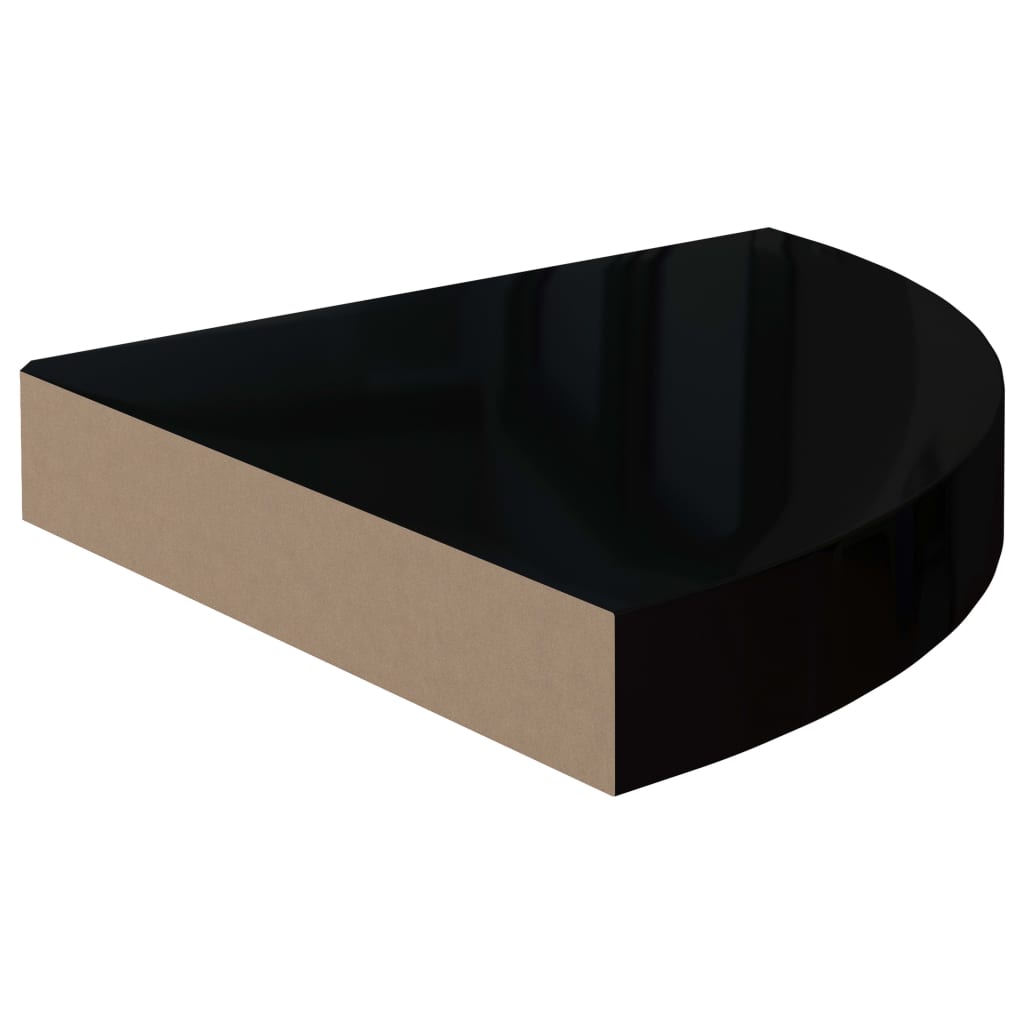 Plovoucí Rohové Police 4 Ks Černé Vysoký Lesk 25X25X3,8 Cm Mdf Černá S Vysokým Leskem