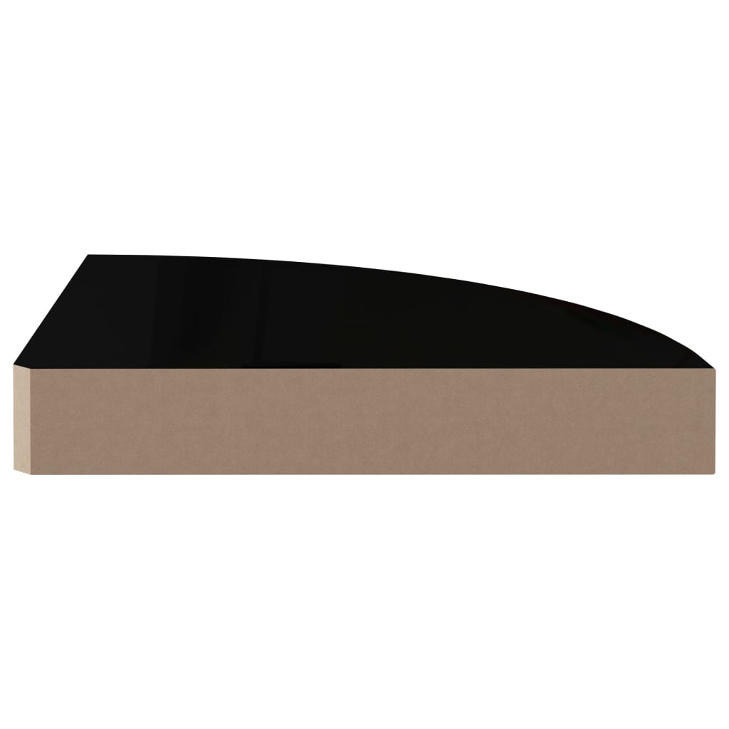 Plovoucí Rohové Police 4 Ks Černé Vysoký Lesk 25X25X3,8 Cm Mdf Černá S Vysokým Leskem