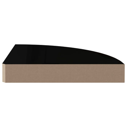 Plovoucí Rohové Police 4 Ks Černé Vysoký Lesk 25X25X3,8 Cm Mdf Černá S Vysokým Leskem