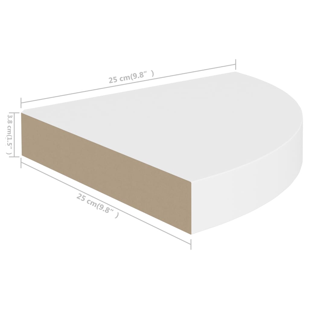 Plovoucí Rohové Police 2 Ks Bílé 25 X 25 X 3,8 Cm Mdf Bílá