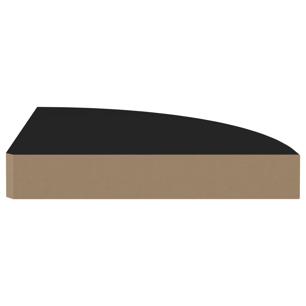 Plovoucí Rohové Police 4 Ks Černé 25 X 25 X 3,8 Cm Mdf Černá