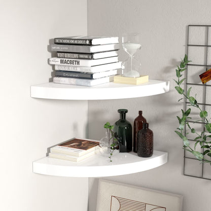 323909 Floating Corner Shelves 4 Pcs High Gloss White 35X35X3,8 Cm Mdf Bílá S Vysokým Leskem