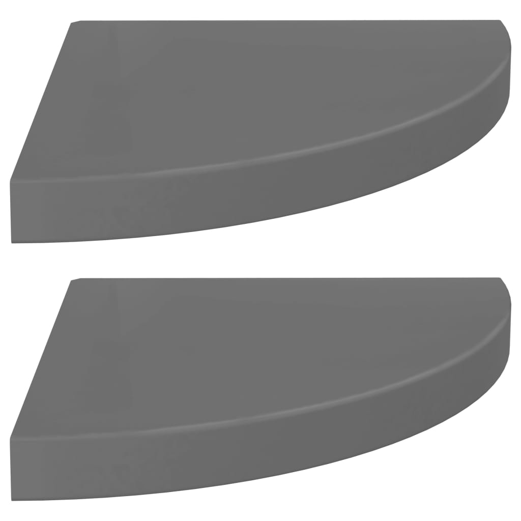 323914 Floating Corner Shelves 2 Pcs High Gloss Grey 35X35X3,8 Cm Mdf Šedá S Vysokým Leskem