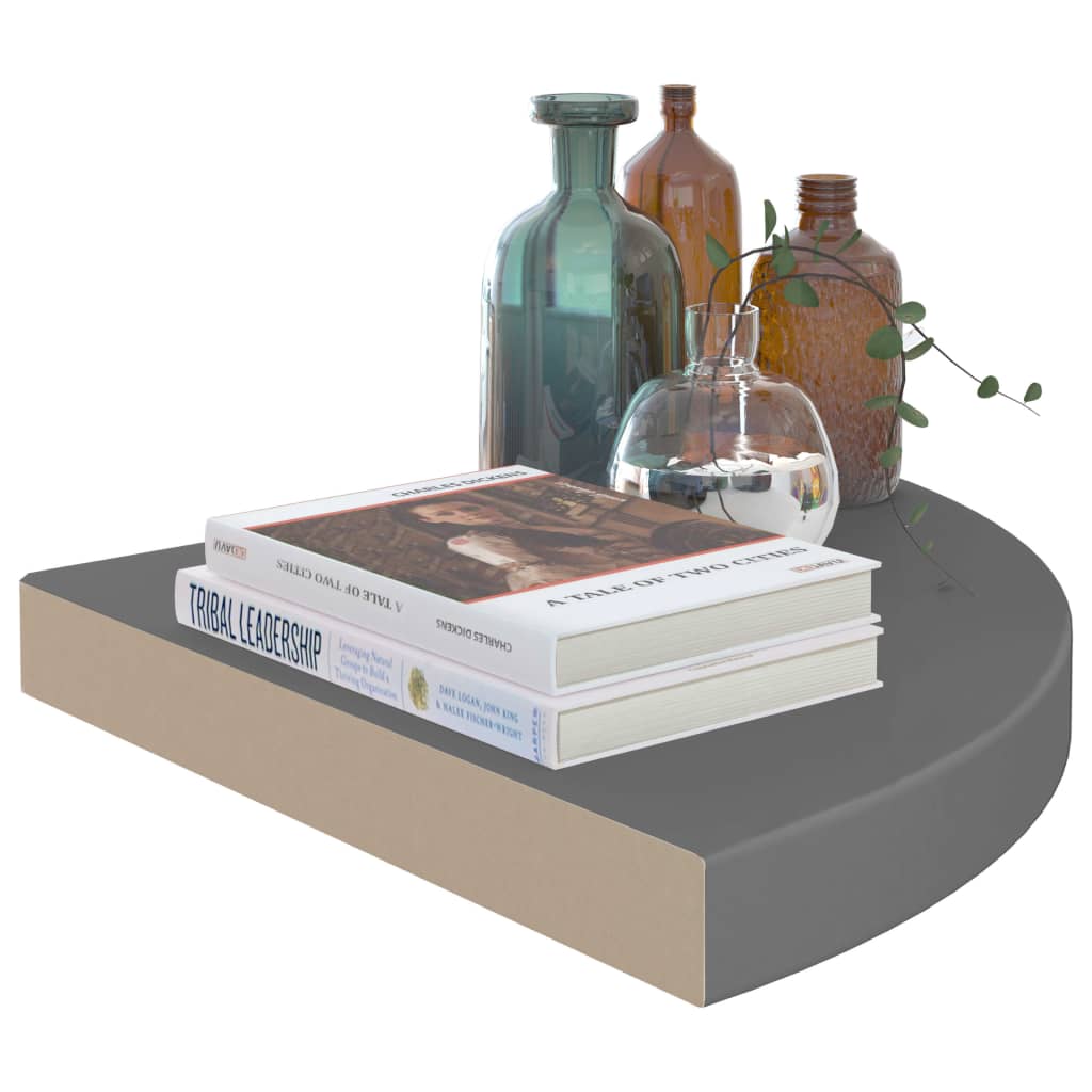 323914 Floating Corner Shelves 2 Pcs High Gloss Grey 35X35X3,8 Cm Mdf Šedá S Vysokým Leskem