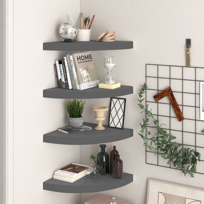 323914 Floating Corner Shelves 2 Pcs High Gloss Grey 35X35X3,8 Cm Mdf Šedá S Vysokým Leskem