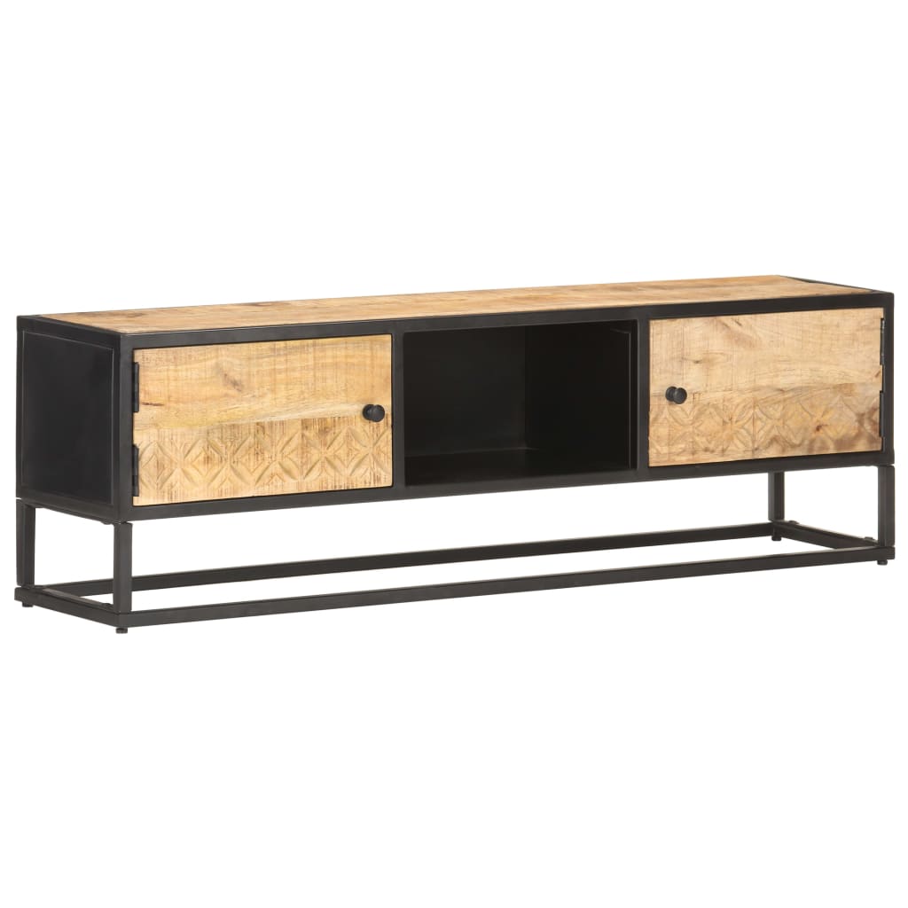 Tv Stolek S Vyřezávanými Dvířky 130X30X40 Cm Hrubý Mangovník