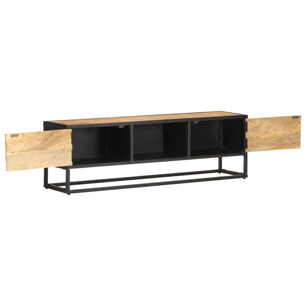 Tv Stolek S Vyřezávanými Dvířky 130X30X40 Cm Hrubý Mangovník