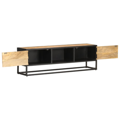 Tv Stolek S Vyřezávanými Dvířky 130X30X40 Cm Hrubý Mangovník