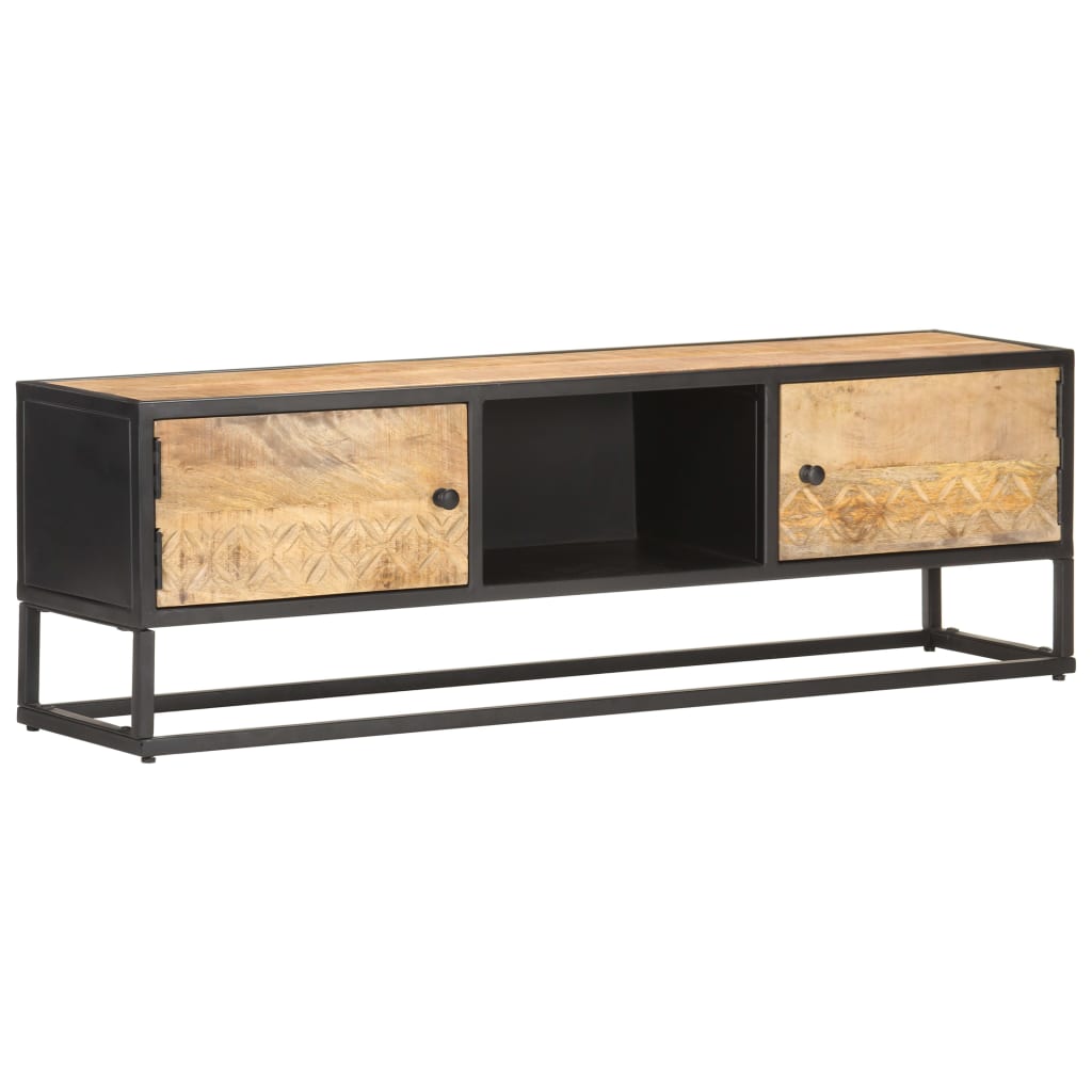 Tv Stolek S Vyřezávanými Dvířky 130X30X40 Cm Hrubý Mangovník