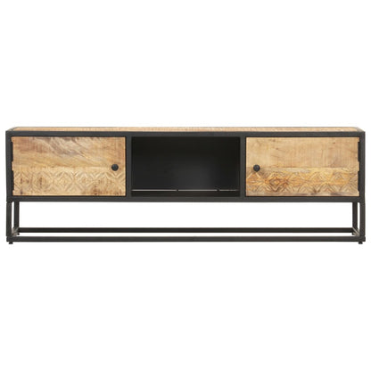 Tv Stolek S Vyřezávanými Dvířky 130X30X40 Cm Hrubý Mangovník