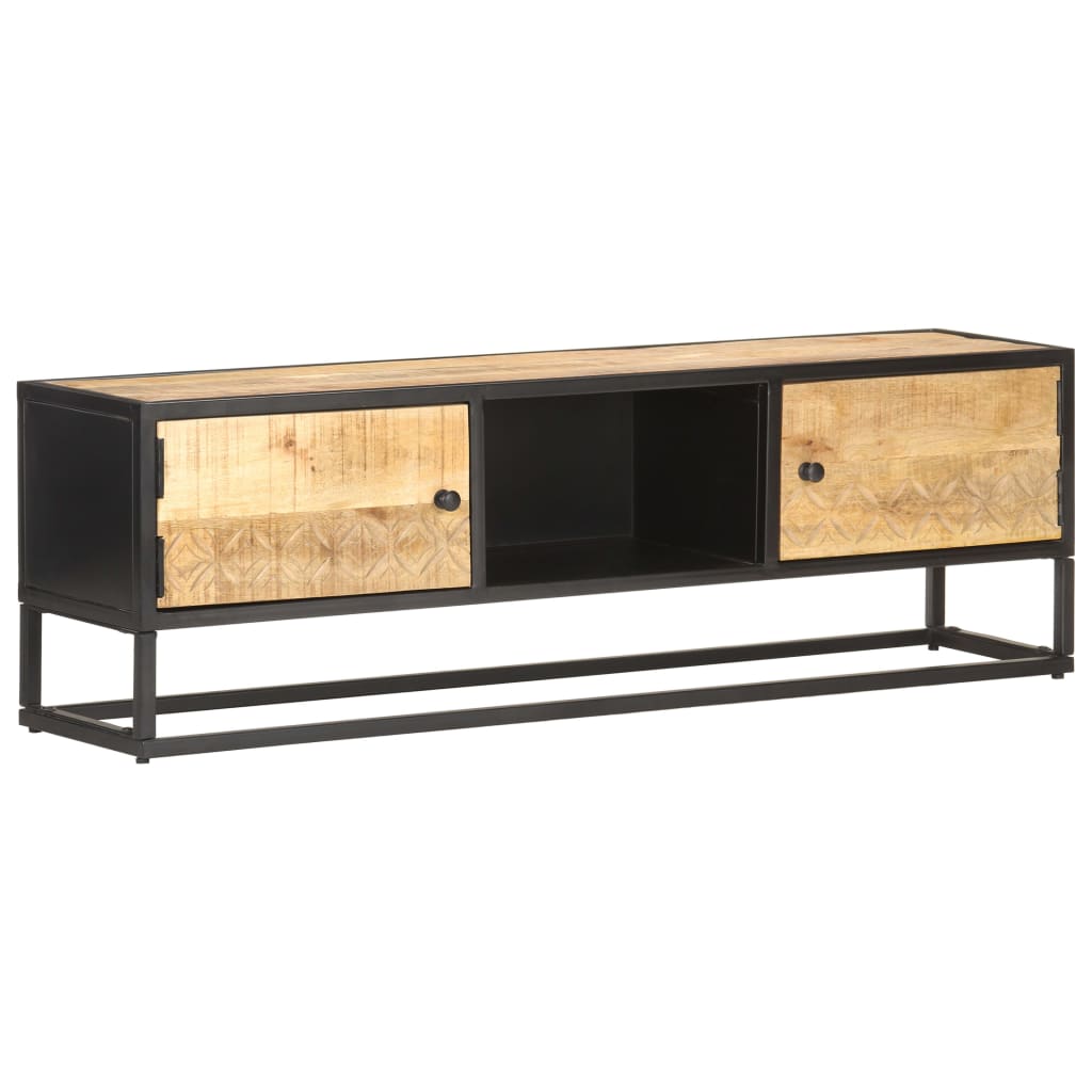 Tv Stolek S Vyřezávanými Dvířky 130X30X40 Cm Hrubý Mangovník