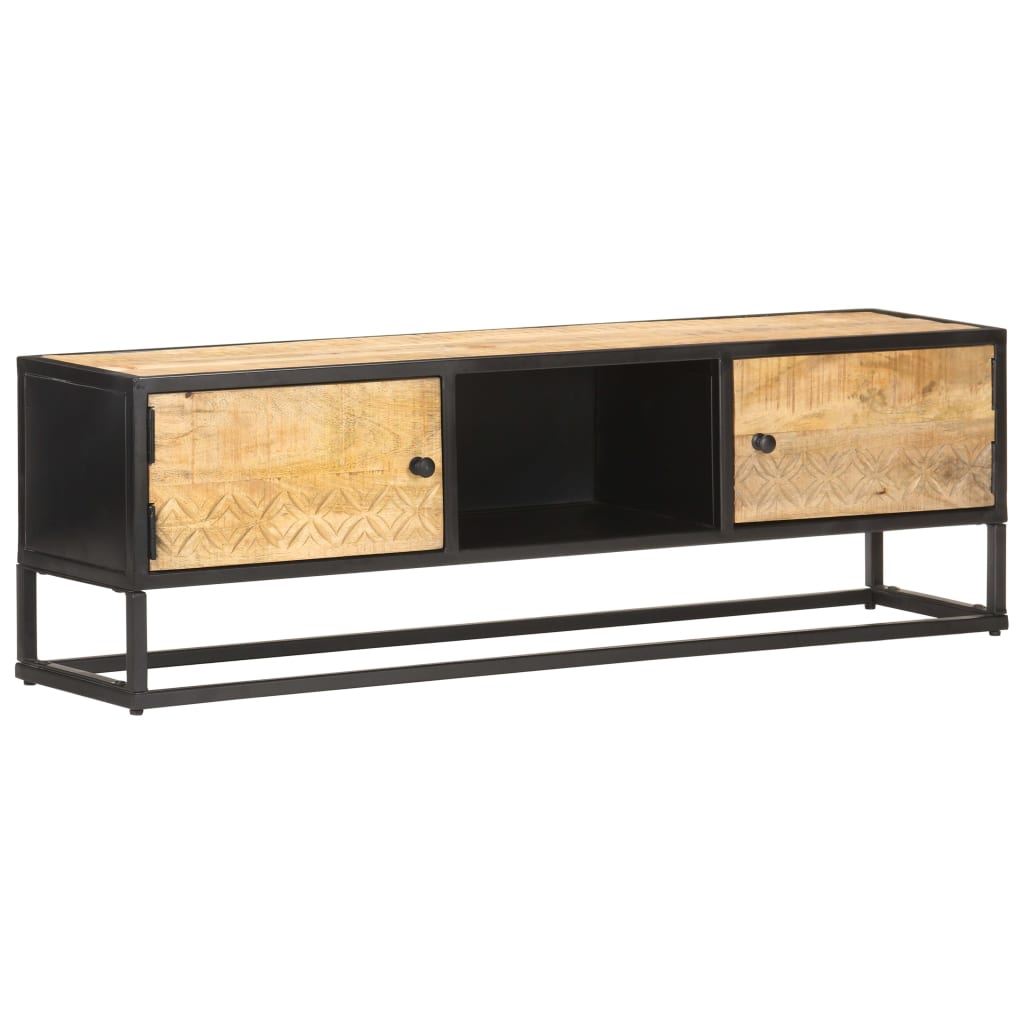 Tv Stolek S Vyřezávanými Dvířky 130X30X40 Cm Hrubý Mangovník
