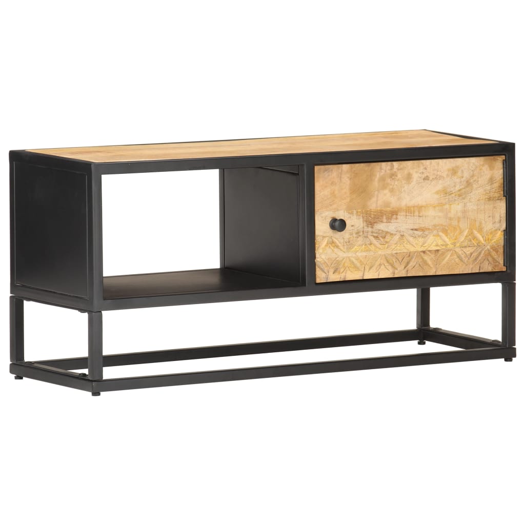 Tv Stolek S Vyřezávanými Dvířky 130X30X40 Cm Hrubý Mangovník