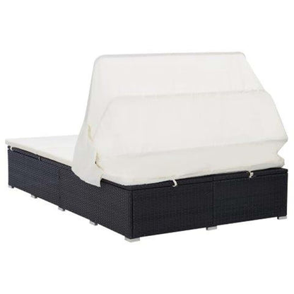 2Místné Zahradní Lehátko S Poduškou Polyratan Černé