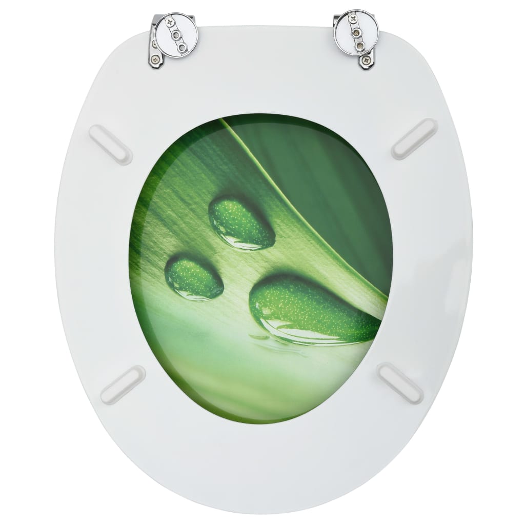 Wc Sedátka S Víky 2 Ks Mdf Motiv Zelené Vodní Kapky