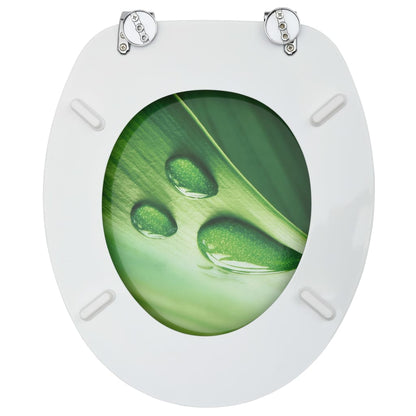 Wc Sedátka S Víky 2 Ks Mdf Motiv Zelené Vodní Kapky