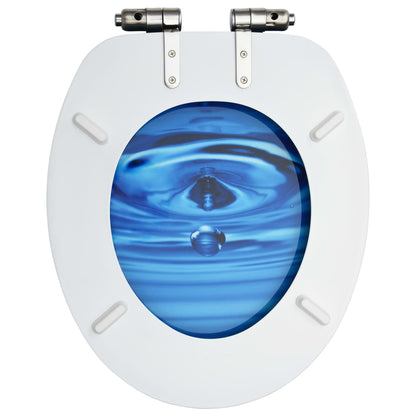 Wc Sedátka S Funkcí Pomalého Sklápění 2 Ks Mdf Modrá Kapka Vody