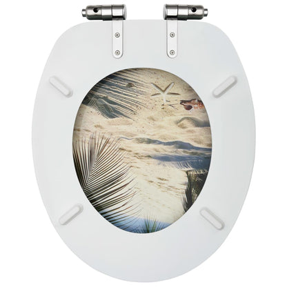 Vivdaxl Wc Sedátka S Funkcí Pomalého Sklápění 2 Ks Mdf Plážový Motiv