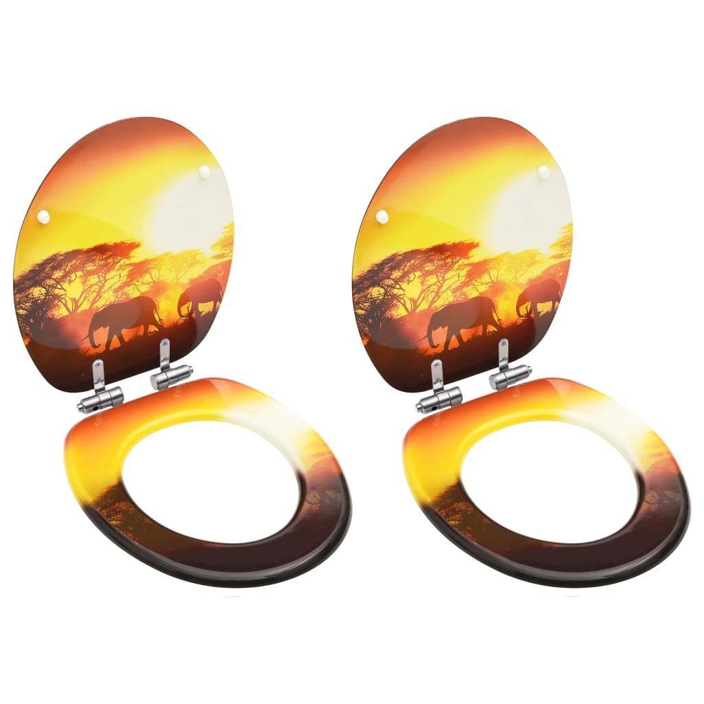 Wc Sedátko Mdf S Víkem Jednoduchý Design Hnědé