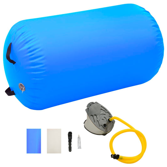 Nafukovací cvičební válec s pumpou 100 x 60 cm PVC modrý
