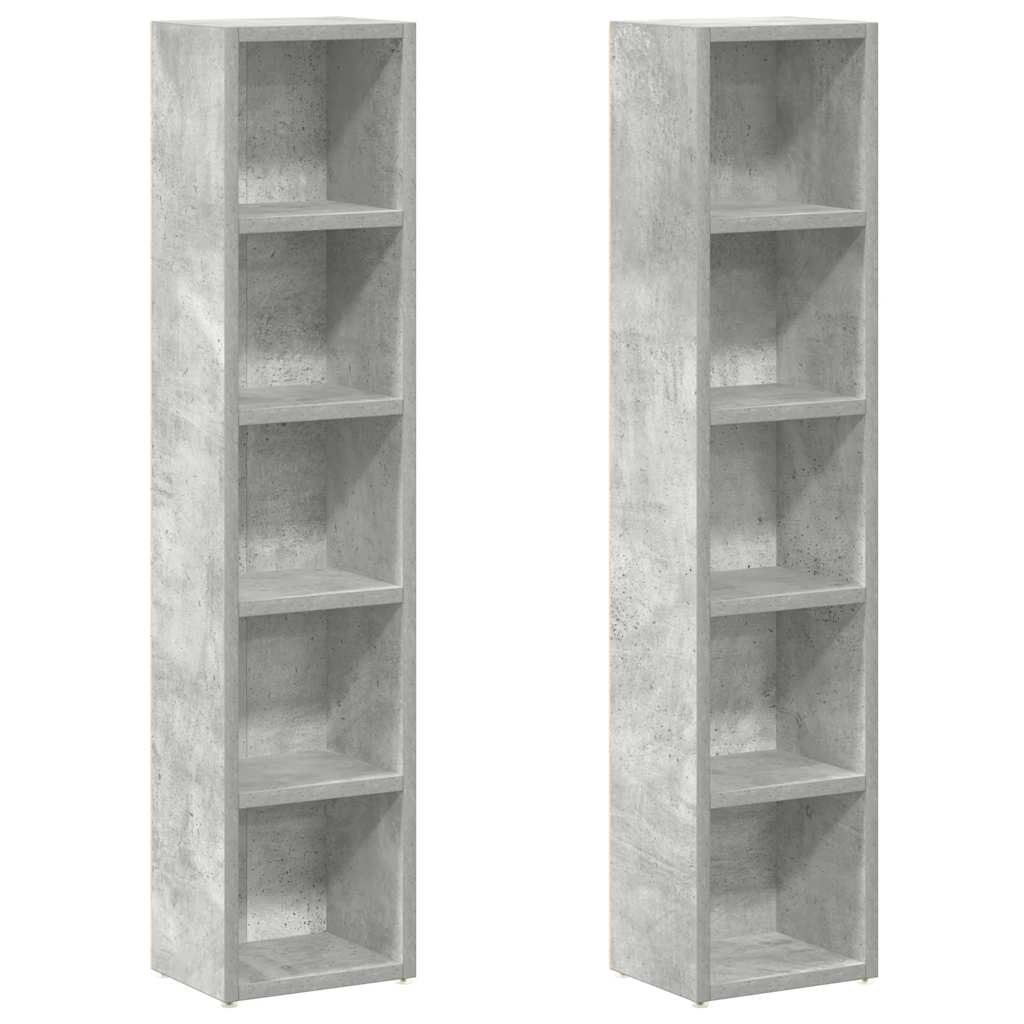 Skříňky Na Cd 2 Ks Betonově Šedé 21 X 16 X 93,5 Cm Dřevotříska