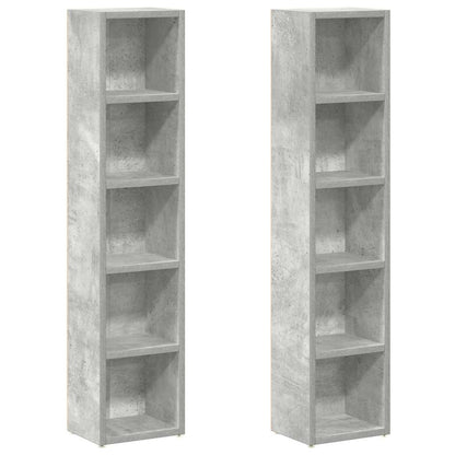 Skříňky Na Cd 2 Ks Betonově Šedé 21 X 16 X 93,5 Cm Dřevotříska