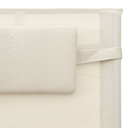 Zahradní Lehátko Textilen Krémovo-Šedé