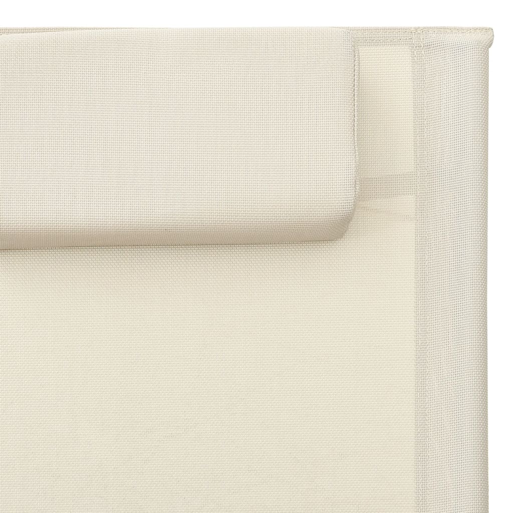 Zahradní Lehátko Textilen Krémovo-Šedé