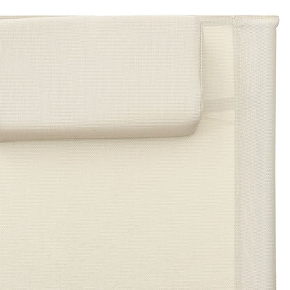 Zahradní Lehátko Textilen Krémovo-Šedé