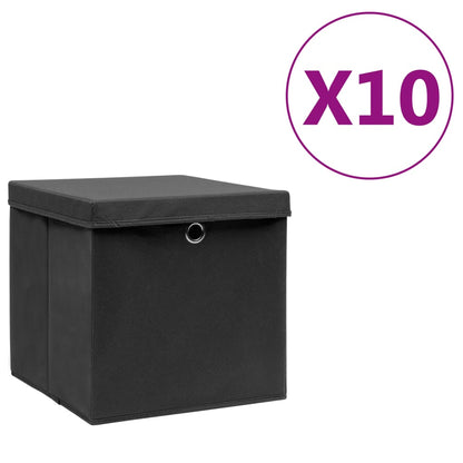 Úložné Boxy 10 Ks Netkaná Textilie 28 X 28 X 28 Cm Žluté