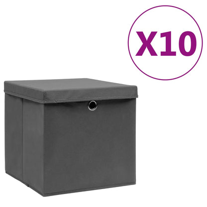 Úložné Boxy 10 Ks Netkaná Textilie 28 X 28 X 28 Cm Žluté